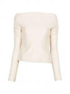 Топ с оборками на одно плечо The Andamane, бежевый