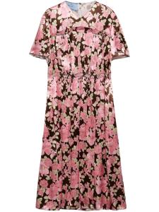 Платье Prada с вышивкой из атласа, коричневый