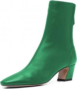 Женские стильные ботильоны FOWT с заостренным носком, на грубом низком каблуке, с молнией сзади, удобные повседневные короткие ботинки, размеры 4-16 США, Green