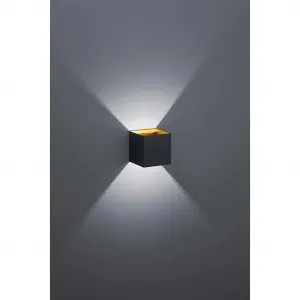 Светильник TRIO Leuchten LED настенный Louis LED-панель, 1 шт., теплый белый, черный с освещением вверх и вниз, внутренняя сторона золотистого цвета Trio Leuchten, Schwarz matt