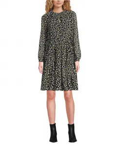 Женское шифоновое платье выше колена с регулируемой длиной Lands' End, черный