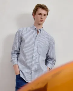 Мужская классическая рубашка с длинным рукавом из поплина в полоску Kodak Dustin, темно-зеленый