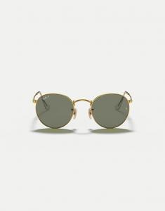 Солнцезащитные очки Ray-Ban Round с поляризованными линзами в металлической оправе и зелеными линзами в цвете Arista Gold
