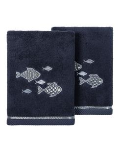 Набор из двух полотенец для рук из турецкого хлопка с вышивкой «Фиджи» Linum Home, цвет marine