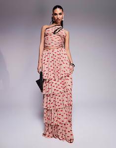 Юбка макси с оборками Jace с принтом «поцелуй в миндаль» Afrm