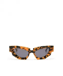 Коричневые солнцезащитные очки в черепаховой оправе «кошачий глаз» с защитой от УФ-излучения. Kuboraum, коричневый