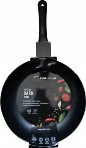 Сковорода с антипригарным покрытием 24 см, черная круглая, темная Galicja