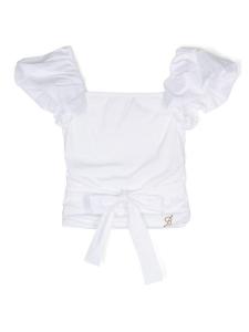 Miss Blumarine блузка со сборками и логотипом, белый