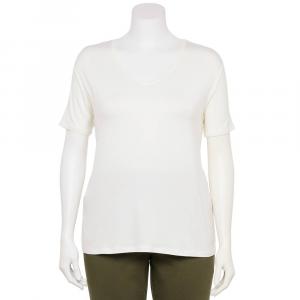 Плюс размер Мягкая футболка Nine West Essential с короткими рукавами и v-образным вырезом, цвет White Knight