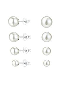 Alexander York Серьги-гвоздики PERLE из серебра 925 пробы, набор из 4 штук