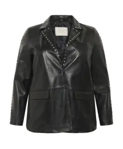 Кожаный блейзер Kctera Kaffe Curve, черный