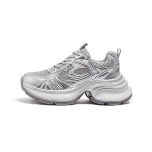 CAMEL Скользоустойчивые дышащие утолщенные кроссовки для женщин с эффектом увеличения роста, серо-серебристые, сетчатые, цвет Gray/Silver, Mesh Style