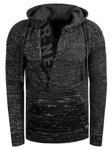 Черный свитер крупной вязки с контрастным капюшоном и застежкой-молнией на 1/2 дюйма Rusty Neal