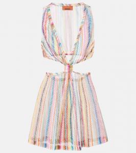 Мини-платье с зигзагообразным вырезом Missoni, Multicolor Chevron