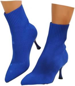 Женские эластичные трикотажные ботильоны с острым носком, высокой шпилькой, на средней голени, удобные, дышащие, без застежки Generic, G