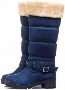 Женские зимние теплые сапоги Bcshiye до колена с меховой подкладкой, на массивном каблуке и платформе, средние по голенище, для холодной погоды No Brand, Bule 10.5