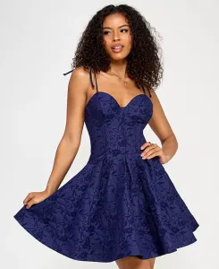 Платье-рубашка с жаккардом и расклешенной юбкой для юниоров KATIA RAE, синий