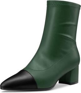 Ботильоны Castamere с массивным каблуком средней высоты, заостренным носком и закрытым мысом, короткие с молнией, для вечеринок, базовая классика, каблук 2,0 дюйма, Dark Green