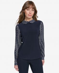 Женская блузка с воротником и плиссированными рукавами Tommy Hilfiger, Mdngt/toba