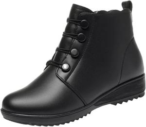 Зимние женские ботинки Niiyyjj без скольжения, большие размеры, ботильоны с молнией, на танкетке, Black Fleece