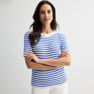 Женский фактурный свитер с вырезом-лодочкой Croft & Barrow, цвет cobalt coastal stripe