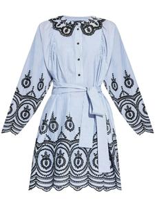 Платье из органического хлопка с английской вышивкой MUNTHE, синий