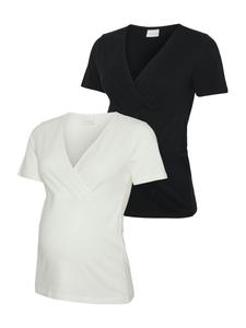 MAMALICIOUS Футболка 'MLKERRIE TESS' в черном и белом цвете