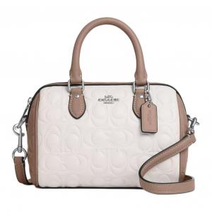 COACH Роуэн гладкая кожаная сумка через плечо миниатюрная женская сумка мел и тауп