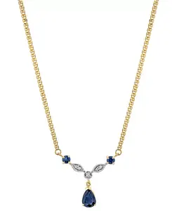 Ожерелье с подвеской в форме капли груши длиной 18 дюймов из 14-каратного золота с выращенным в лаборатории сапфиром (1-1/3 карата) и бриллиантами Macy'S, sapphire