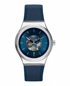 Часы Blurang с синим каучуковым ремешком Swatch, синий