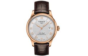 Коллекция Le Locle Механические мужские часы 39,3 мм Серебристый циферблат Стальной корпус Кожаный ремешок TISSOT