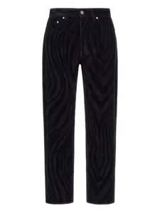 Бархатные брюки с зебровым принтом Roberto Cavalli, черный