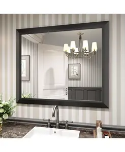 Зеркало для ванной комнаты, настенные зеркала в металлической раме толщиной 40" x 36" для установки над раковиной, в спальне, гостиной, прихожей, прямоугольные настенные зеркала черного цвета (горизонтальные/вертикальные) Amorho, black