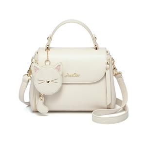 Синтетическая кожа переносная сумка через плечо, повседневная женская белая/черная/розовая JUST STAR, кремово-белая