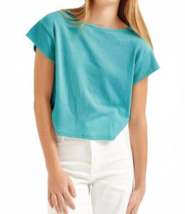 Good Girl Укороченный топ с короткими рукавами бирюзового цвета