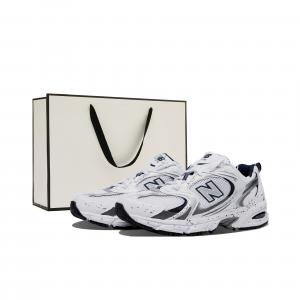 New Balance Кроссовки NB 530 для повседневной носки и поездок по городу, дышащие, с амортизацией, унисекс, бело-серебристые, ширина D