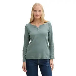 Лонгслив Tom Tailor Henley, зеленый