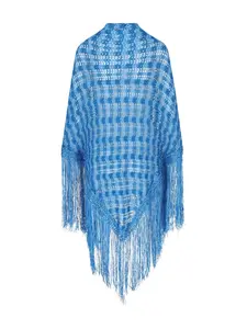 Шарф в клетку с бахромой Giada Benincasa, синий