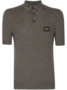 Рубашка поло из вирджинской шерсти с логотипом DOLCE & GABBANA, коричневый