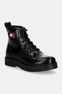 Кожаные байкерские ботинки Tommy Jeans TJW LACE UP BOOT, черный