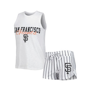 Женский белый комплект для сна с майкой и шортами в тонкую полоску San Francisco Giants Reel Concepts Sport, белый