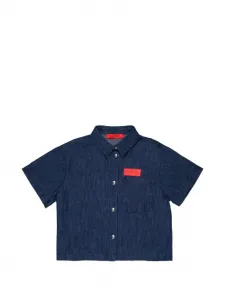Джинсовая рубашка с короткими рукавами и логотипом. Max&Co. Kids, синий
