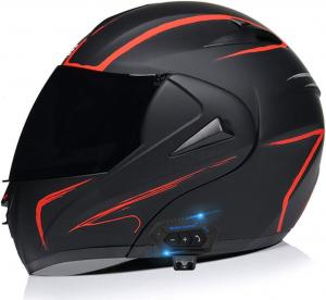 Шлем Esrada Motorcycle с откидным двойным козырьком, черный / красный