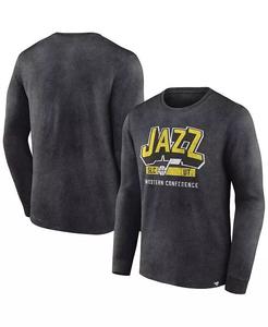 Футболка мужская Heather Charcoal Distressed Utah Jazz Front Court Press Snow Wash с длинным рукавом Fanatics