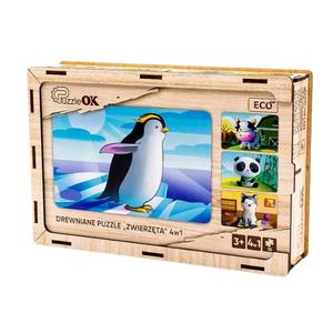 Деревянный пазл с животными 4 в 1 PuzzleOK