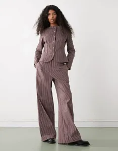 Широкие брюки в коричневую полоску Reclaimed Vintage