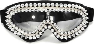 Солнцезащитные очки Y2K большого размера для женщин и мужчин, с металлическими заклепками, в стиле байкера, для Хэллоуина и вечеринки, с защитой от УФ-излучения UV400 Melrose, Black Clear