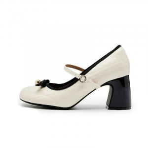 Туфли Мэри Джейн на массивном каблуке для женщин K KANGXUANAN, Ecru