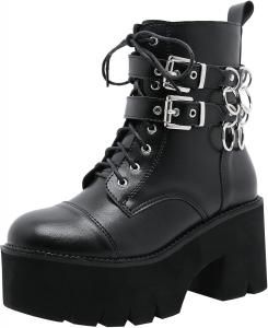 Женские ботильоны Parisuit, готическое покрытие, платформа, массивные, высокий каблук, шнуровка, боевые ботинки, панк, короткие ботильоны, Schwarz 45