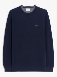 Джемпер из хлопкового пике с круглым вырезом GANT, вечерний синий